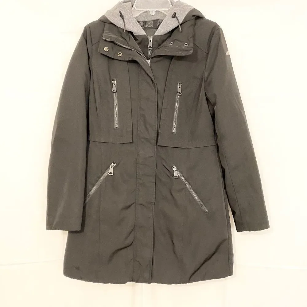 Marc New York: Andrew Marc Black with grey hood Winter Coat size medium